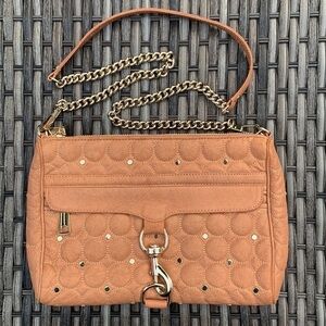 *rare* REBECCA MINKOFF Quilted Crossbody w/ Gold Studs - Camel